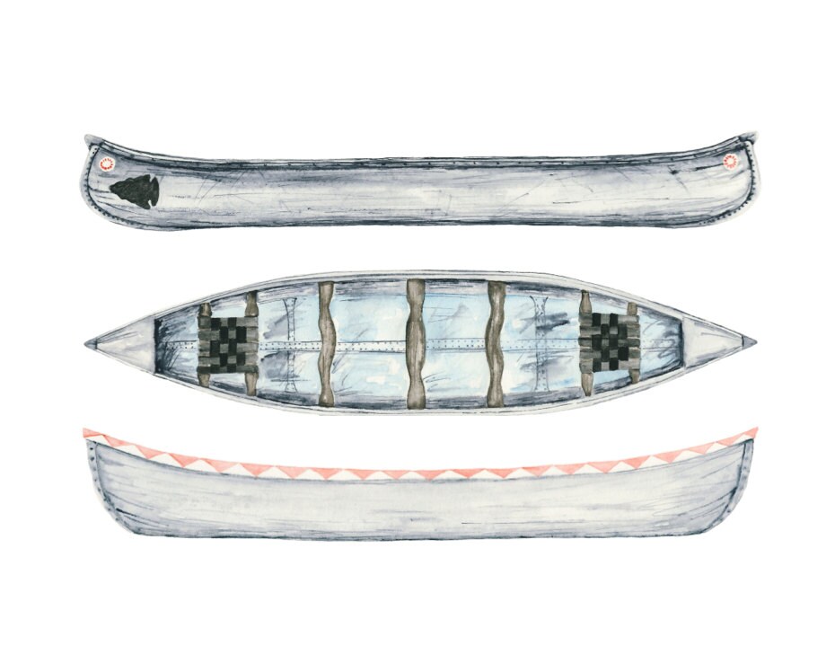 canoe art print 8x10 inch archival print of three canoes Etsy