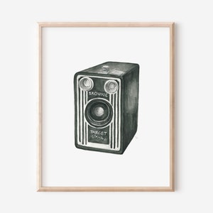 Brownie Camera Print, Fly Fishing Art Print, Wall Art, Vintage-inspired, Watercolor, 8x10 inch, 12x16 inch