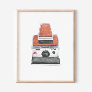 SX-70 Polaroid Camera Print, Fly Fishing Art Print, Wall Art, Vintage-inspired, Watercolor, 8x10 inch, 12x16 inch