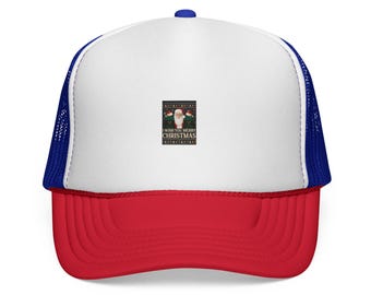 Santa Portrait Trucker Cap | Retro Christmas Holiday Logo trucker cap