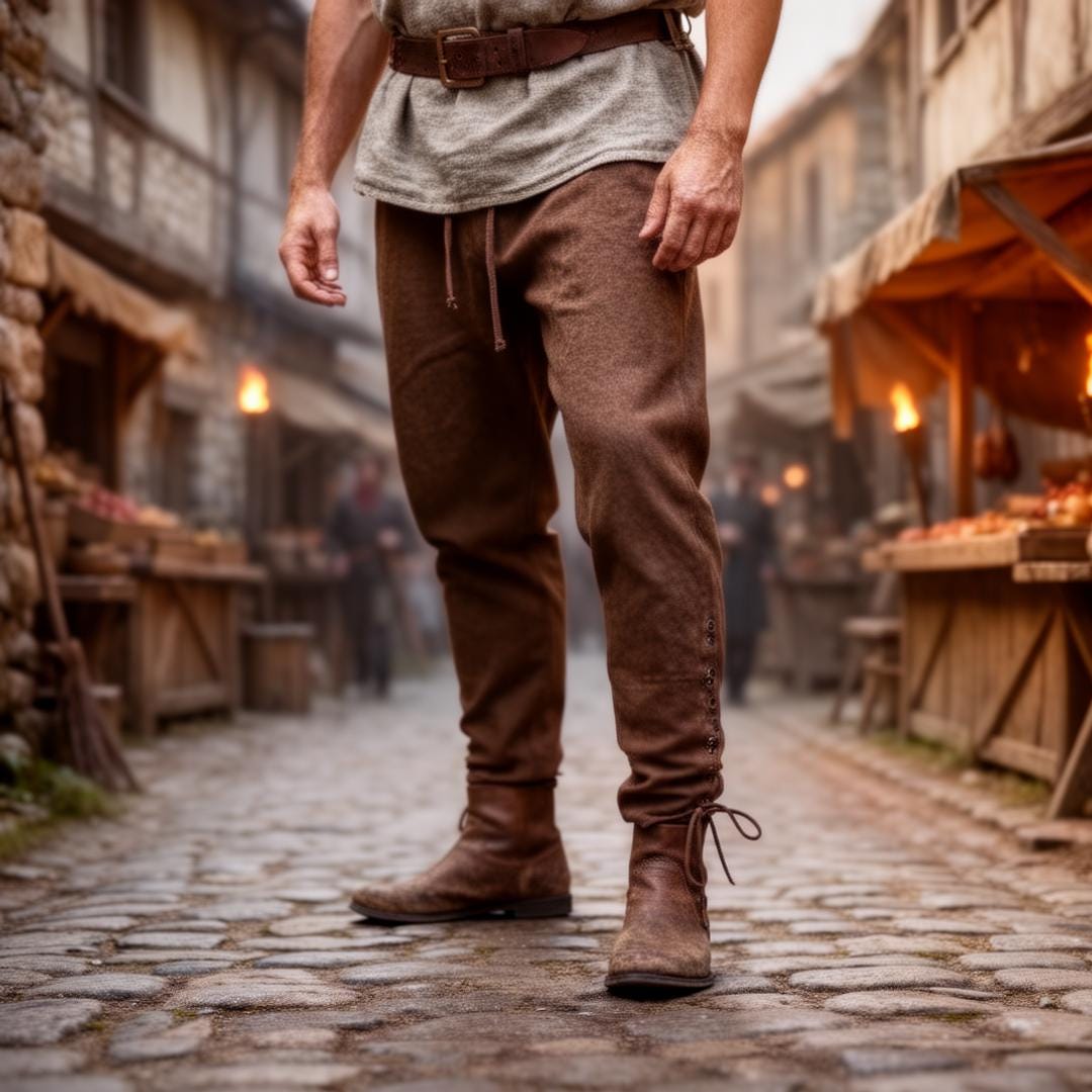 Pantalon Court Marquis, Médiéval, Pirate Marron Homme - Déguiz-Fêtes