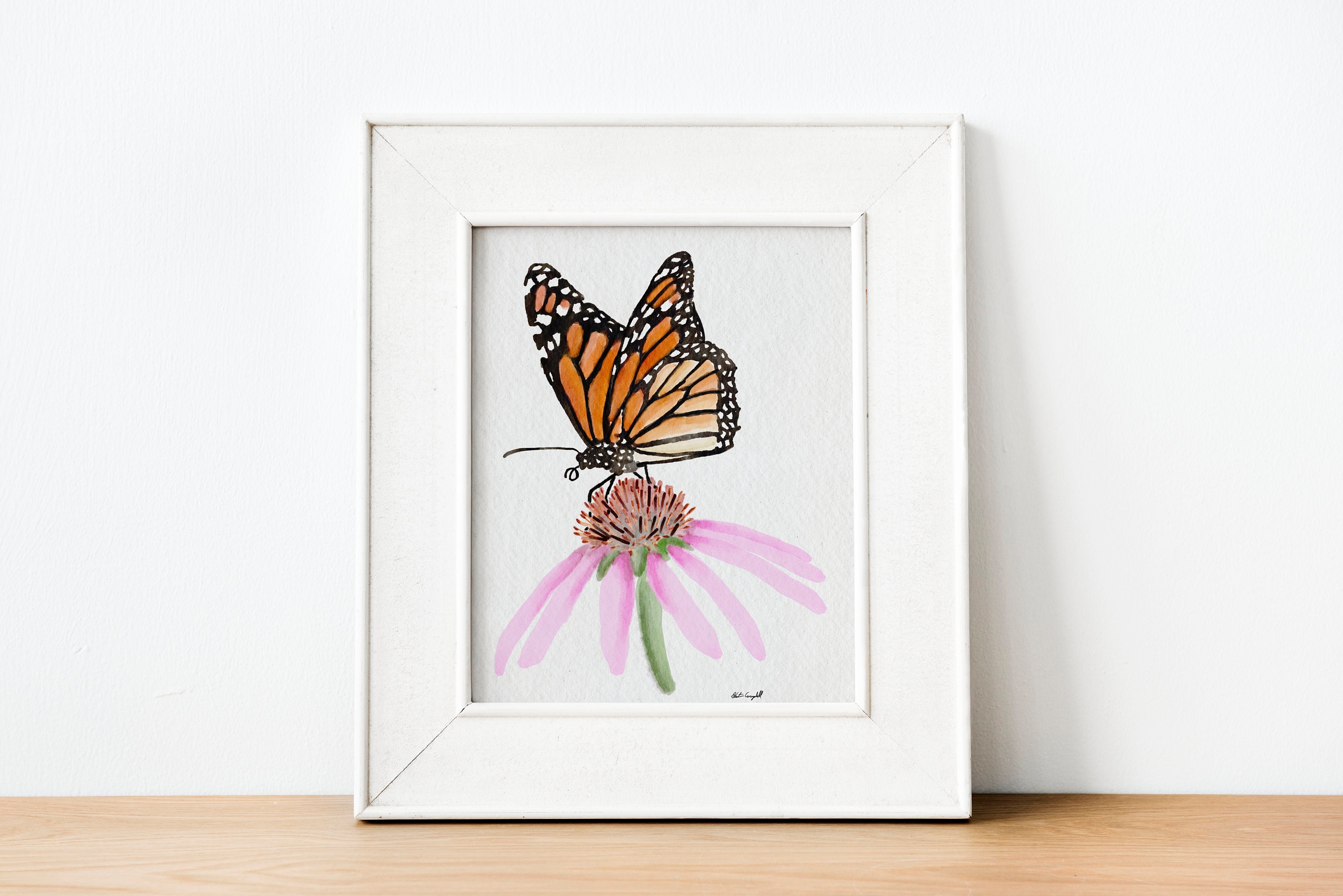 Physical Print Butterfly Monarch Watercolor