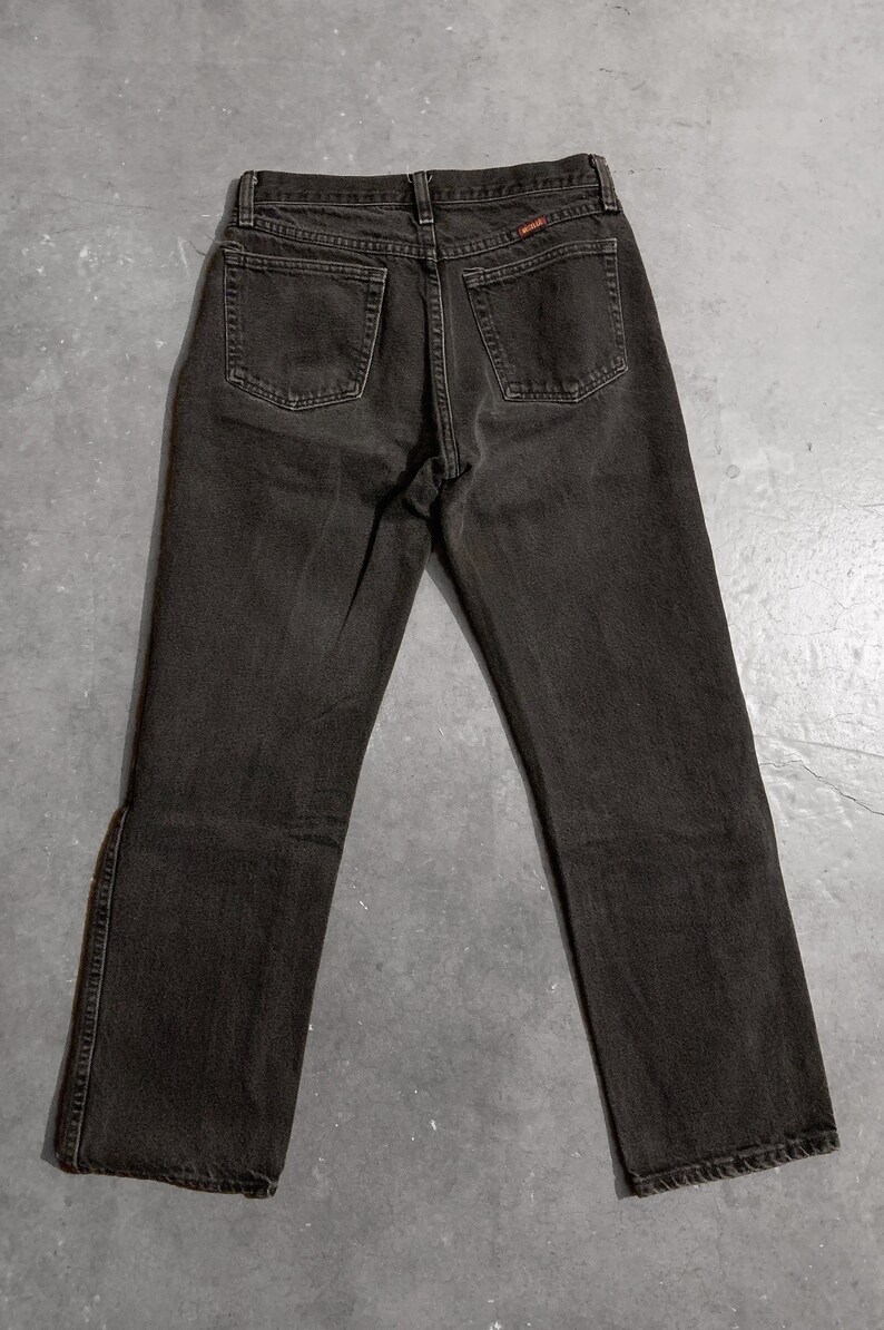 SmallMedium Vintage Black RUSTLER Denim BOYFRIEND Jeans 80s90s Distressed Low Rise Waist Worn In Rocker Grunge Biker Straight Pants 29