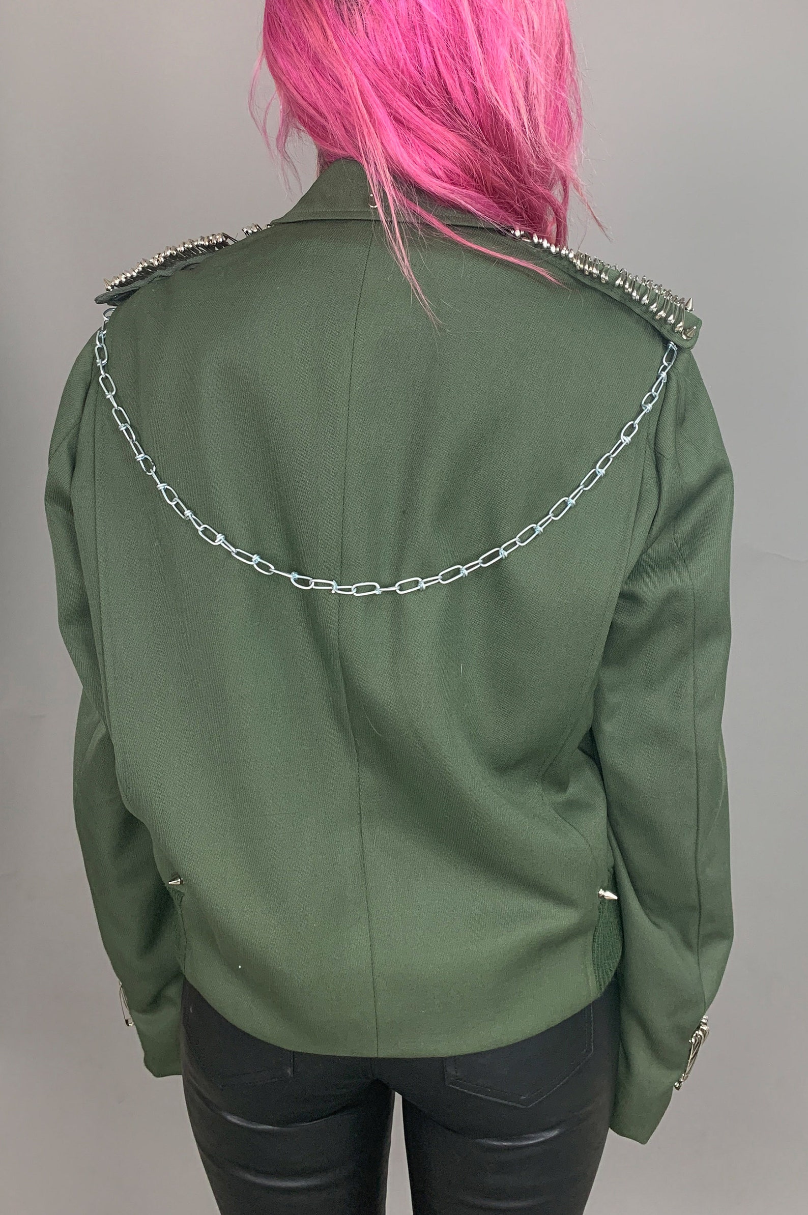 PUNK ROCK Lies Vintage STUDDED & Safety Pin Military Jacket Etsy