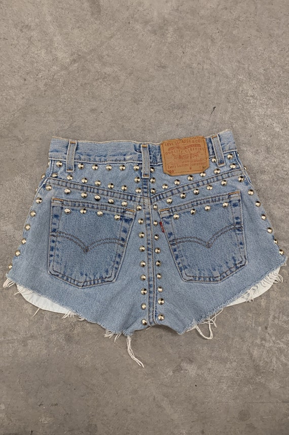 PUNK Rock Lies Vintage Levi Denim Studded Cut off Shorts 80s Levi