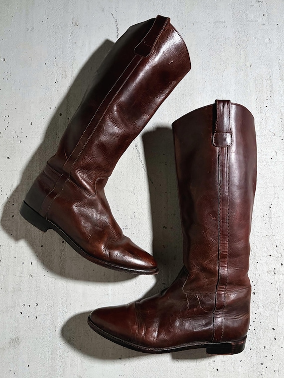 Cole Haan, Vintage 90s Cole Haan Brown Leather Riding Boots | Tall Equestrian Pull On Boots | Women's 10 AA | Made in Brazil