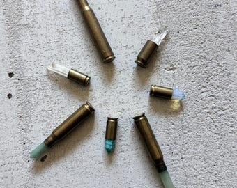 Crystal Bullet Decor, Handmade Crystal Shell Casing, Amethyst Quartz Opalite Home Decor, Witchy Altar Decor, One of a Kind Gift