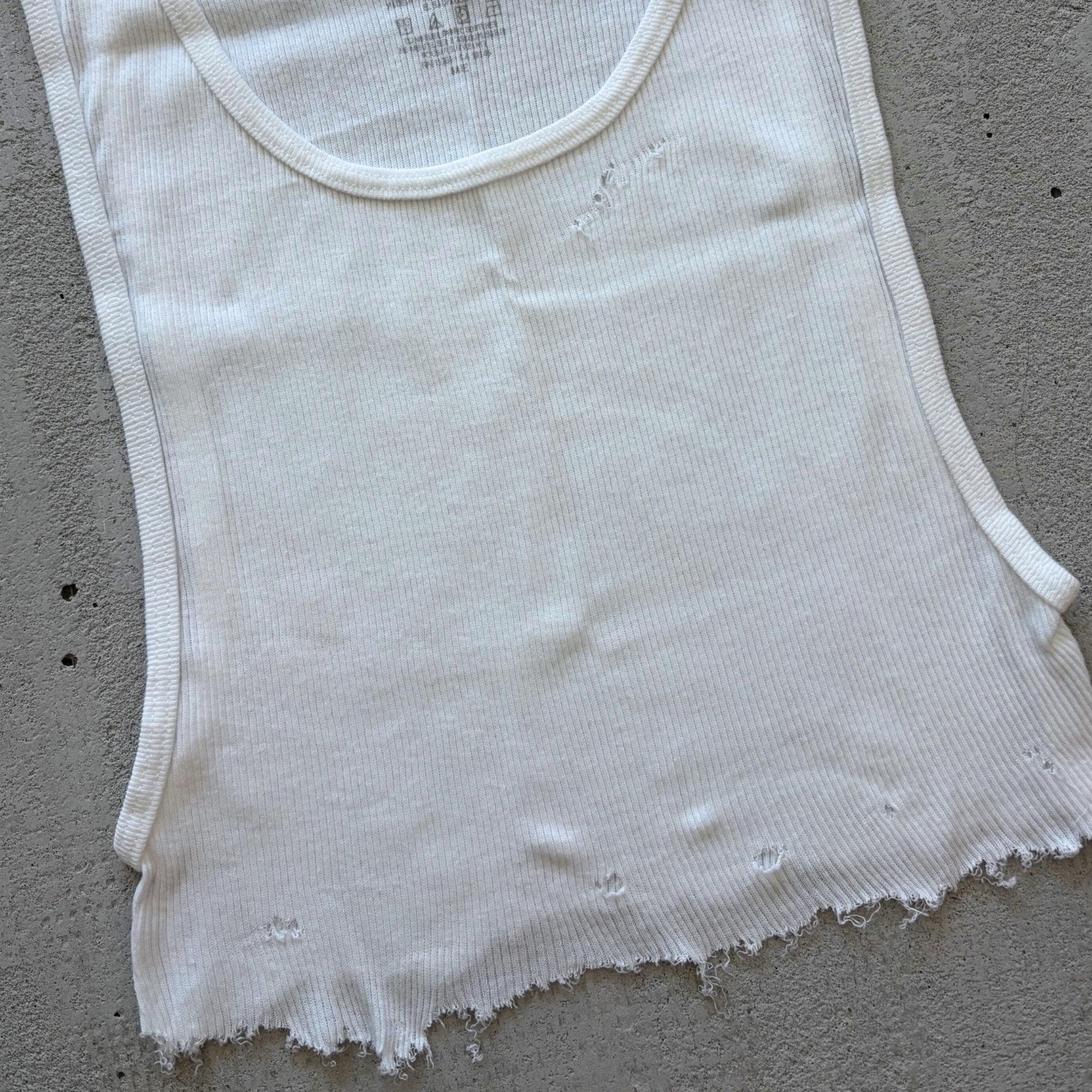 Cutoff Raglan Tanktop ホワイト SLEEVELESS RAGLAN - WHITE – dinoapparel.com