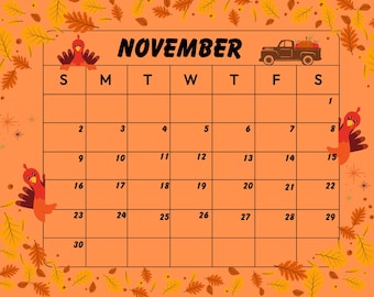 Calendario minimalista de noviembre: Planificador de otoño acogedor (Descarga digital)