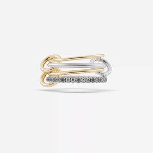 Obrączki SPINELLI KILCOLLIN, dwukolorowa biała obrączka z moissanitu z trzema prostymi pierścieniami i łącznikami Multi Link, do łączenia w stosy