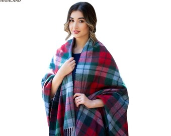 Scottish Tartan Wool Blend Shawl: 50 Clan Plaids