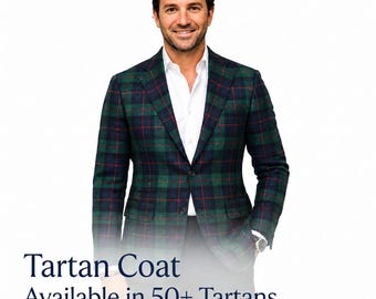 Men's Tartan Blazer, Scottish Highland Plaid Jacket, Custom Tartan Suit Coat, Available in 50+ Tartans