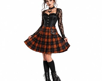 Halloween-Tartanrock | Schottischer Karorock | Gothic-Punk-Kiltrock