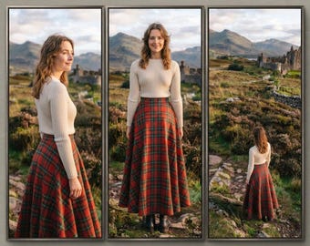 Scottish Tartan Maxi Skirt, Women’s Long Plaid Skirt, Highland Wool Skirt, Full Length A Line Tartan Skirt, Scottish Clothing, 50+ Tartans