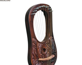 Scottish Handmade New Flower Design Rosewood Lyre Harp With Free Tuning and Strings