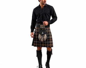 9-teiliges Freimaurer-Kilt-Outfit für Herren: Über 50 Tartans, Highland-Kleidung aus Acrylwolle