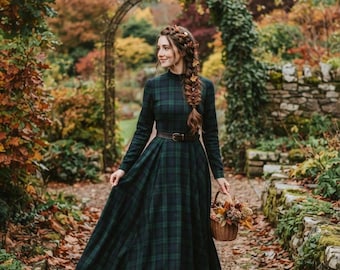Women’s Scottish Tartan Maxi Dress | Long Highland Plaid Dress | Celtic Country Dress | Scottish Dress | 50+ Tartans Available