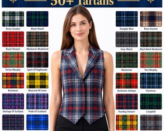Women’s Tartan Vest, Scottish Waistcoat, Ladies Highland Vest, Plaid Wedding Vest, Celtic Waistcoat, Custom 50+ Tartans