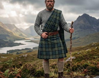Traditioneller Herrenkilt – Hochland-Tartan-Outfit aus dem 16. Jahrhundert, Acryl-Wollmischung