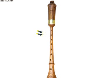 Natural Rosewood Rauschpfeife | Medieval German Shawm Small Wooden Chanter + Two Reeds