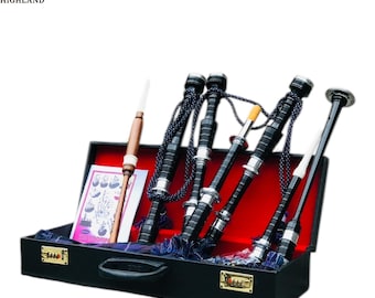 Scottish Highland Bagpipe Set: Traditional Celtic Pipes, 50+ Tartans