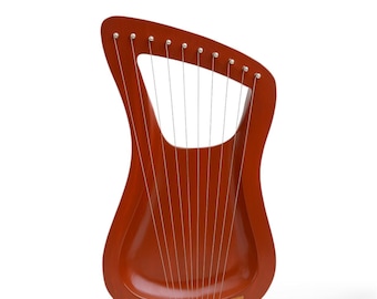 Handcrafted 10-String Wooden Lyre Harp | Modern Musical Instrument