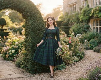 Tartan Dress for Women, Scottish Tartan Dress, Plaid Dress, Highland Dress, Celtic Dress, Scottish Clothing, Women Tartan Outfit 50+ Tartans