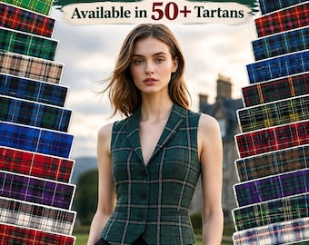 Women’s Tartan Vest, Scottish Plaid Waistcoat, Ladies Highland Vest, Celtic Clothing, Custom Tartan Vest, Scottish Wedding Outfit 50+ Tartan