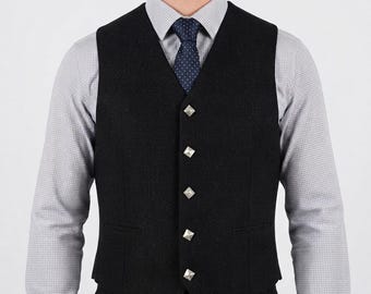 Men's Scottish Prince Charlie 5 Button Vest Wedding Vest Chest Size 34''-54''