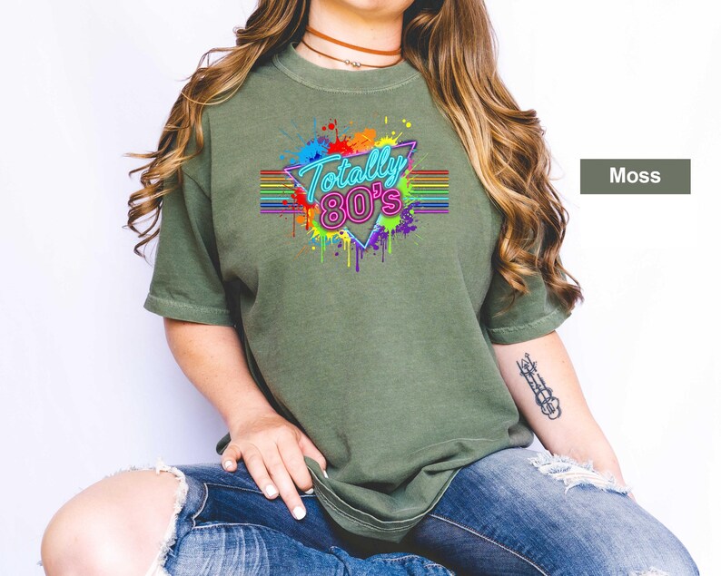 Comfort Colors® T-Shirt, Totally 80's Shirt, Retro 80's Shirt, Colorful Neon 80's Tee, 80's Party Shirt, Vintage 1980's Tee, 80's Gitf image 3