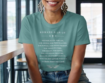 Bible Verse Shirt, Romans 8:38-39 Graphic Tee in Comfort Colors®