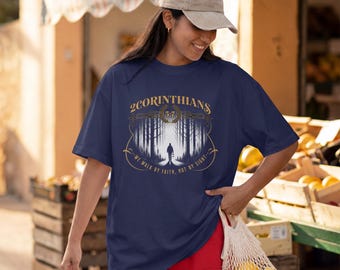 Christian Faith Tee, 2 Corinthians Woodland Design T-Shirt