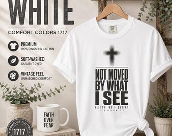 T-shirt avec verset biblique, T-shirt graphique croix « La foi et non la vue », 2 Corinthiens 5:7
