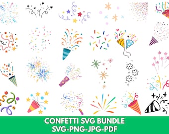 Konfetti SVG Bundle: Geburtstagsparty Clipart (digitaler Download)