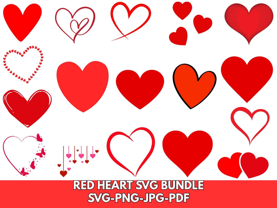 Red Hearts SVG Bundle: Valentine's Day Graphics (digital Download) - Etsy