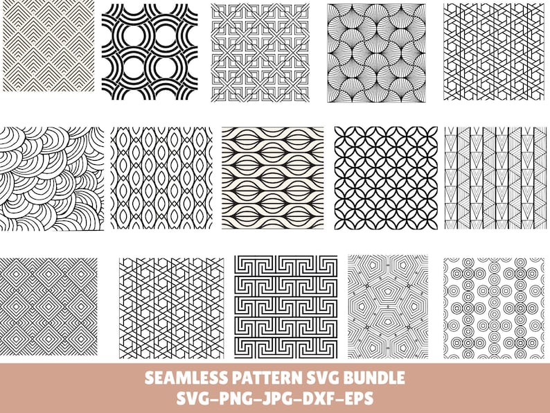 Floral & Geometric Pattern SVG Bundle: Seamless Designs (digital ...