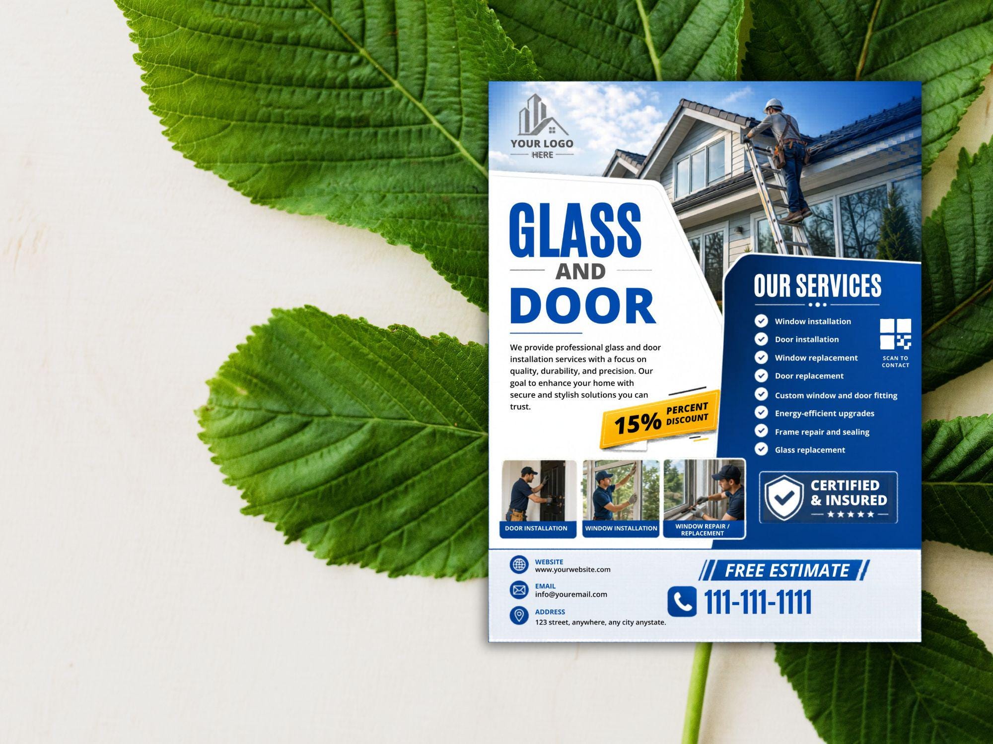 Window Install Flyers Window Door Installation Flyer Canva Template Editable Home Repair ...