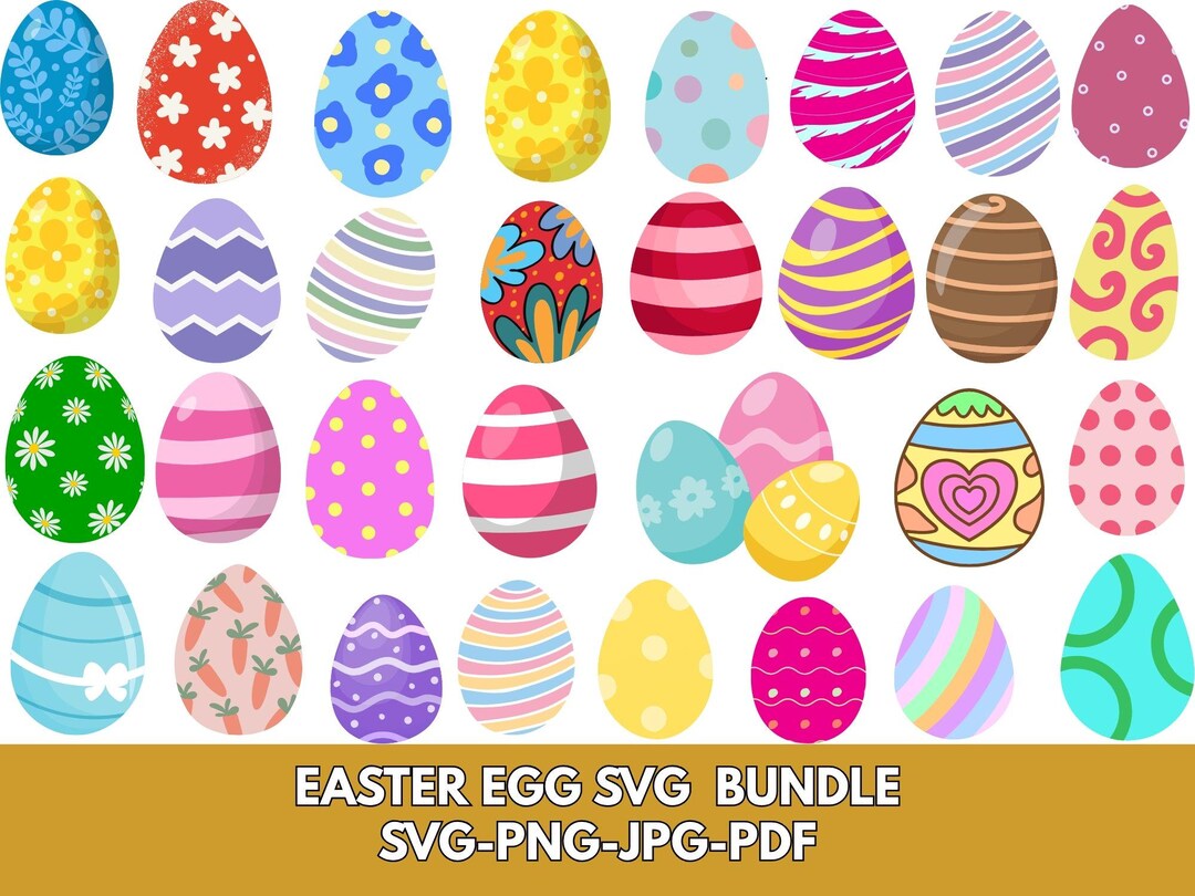 Easter Egg Bundle SVG, Easter Cricut Files, Happy Easter Vector, Easter ...