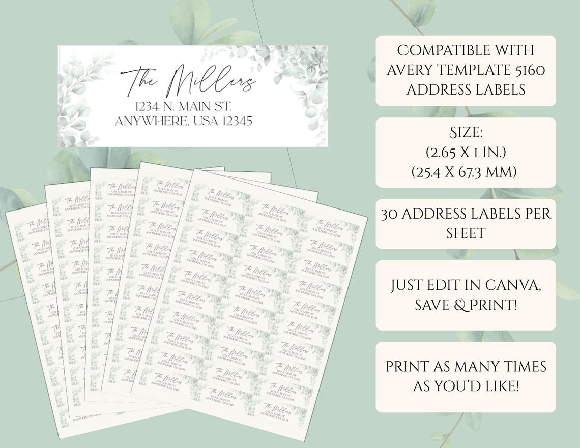Custom Address Label Printable | Canva Template | Party Printable ...