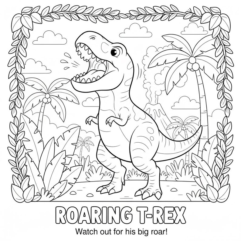 Dinosaur Coloring Book for Kids | 10 Fun Coloring Pages | Cute Dinosaur ...