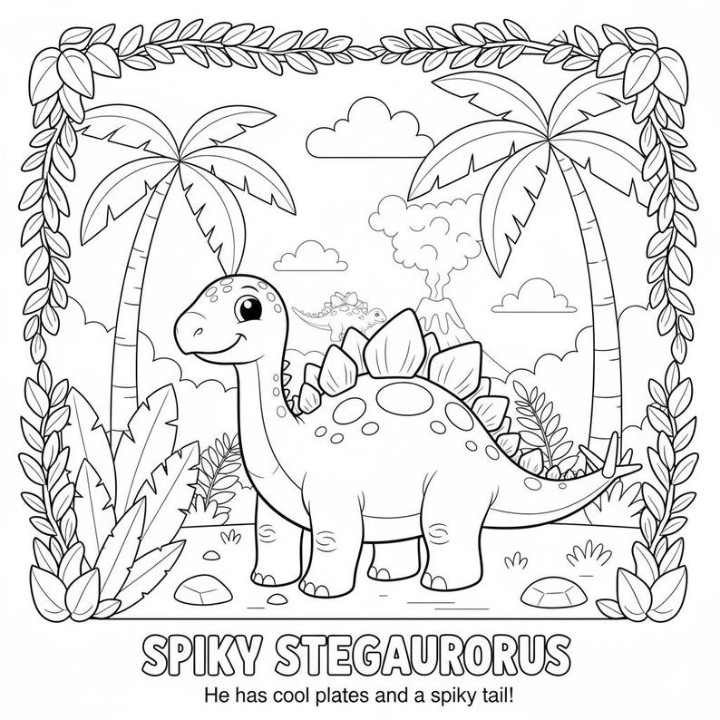 Dinosaur Coloring Book for Kids | 10 Fun Coloring Pages | Cute Dinosaur ...