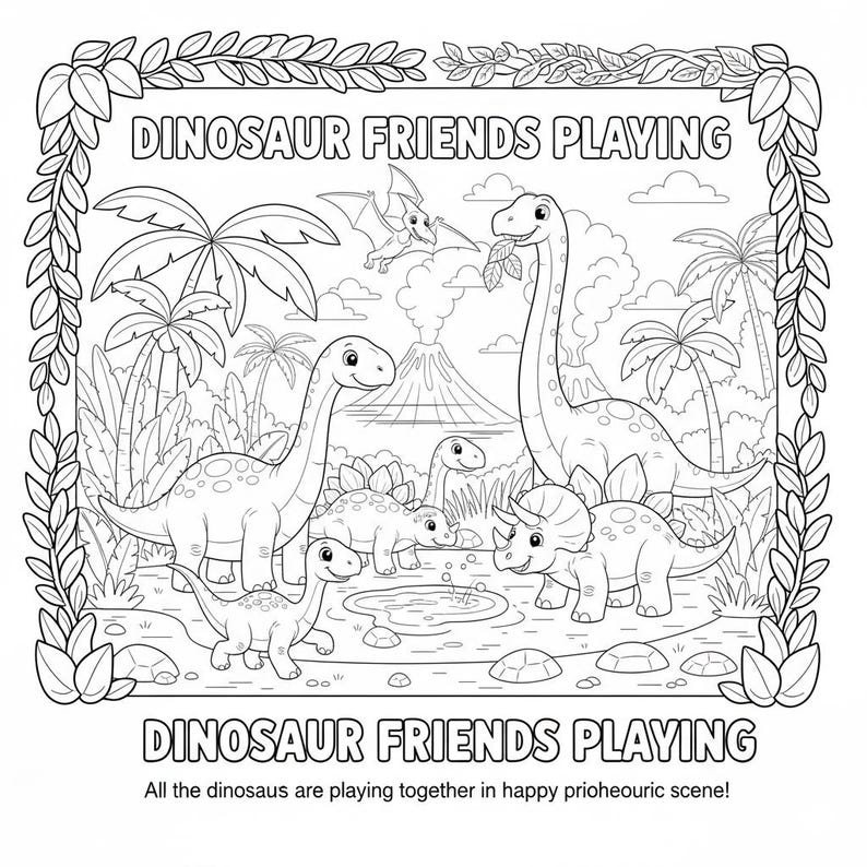 Dinosaur Coloring Book for Kids | 10 Fun Coloring Pages | Cute Dinosaur ...
