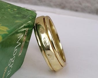 Hammered Sterling Silver 18K Gold Plated Spinner Ring, Fidget Jewelry