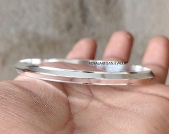 Sterling Silver Punjabi Sikh Kada Bangle: Traditional Kara Bracelet