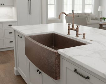 Handgemachte Gehämmerte Schürze Front Bauernhaus Sink Massiv Kupfer Einzelschüssel mit Öl Patina