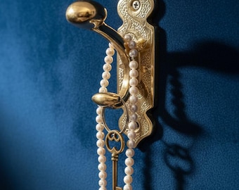 Engraved Solid Brass Wall Hook – Unlacquered Vintage Moroccan Coat Holder