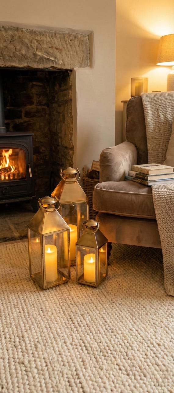 Handmade Solid Brass Lantern Candle Holder – Polished Glass Lantern for Indoor & Outdoor Decor