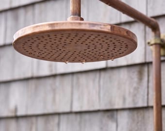 Handmade Outdoor Copper Wall Shower, Coastal Garden Patio Pool Fixture