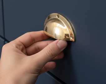 Set of Solid Unlacquered Brass Cabinet Pulls – Minimalist Drawer Handles