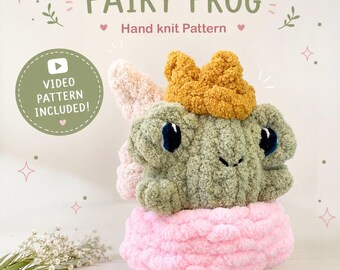 Hand Knit Fairy Frog Pattern | Hand Knit Plush PDF + Video Tutorial (Digital Download)